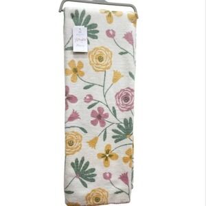 Docofil Spring Floral Soft Throw Blanket 51x67 Cotton Blend Made in Portugal